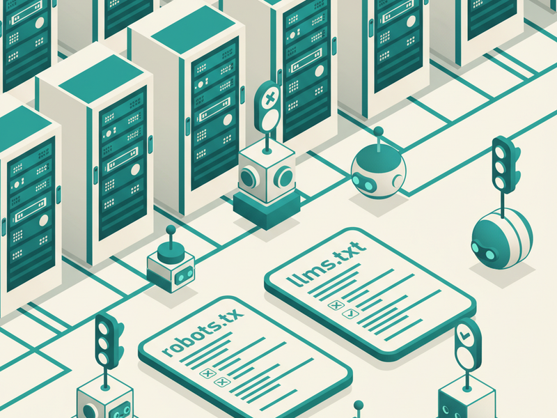 Isometric illustration for llms txt ai crawler guide article