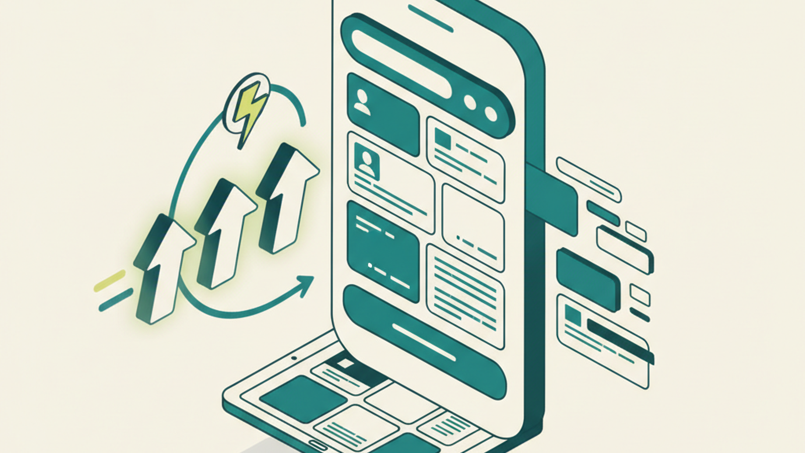 Isometric illustration for mobile seo article