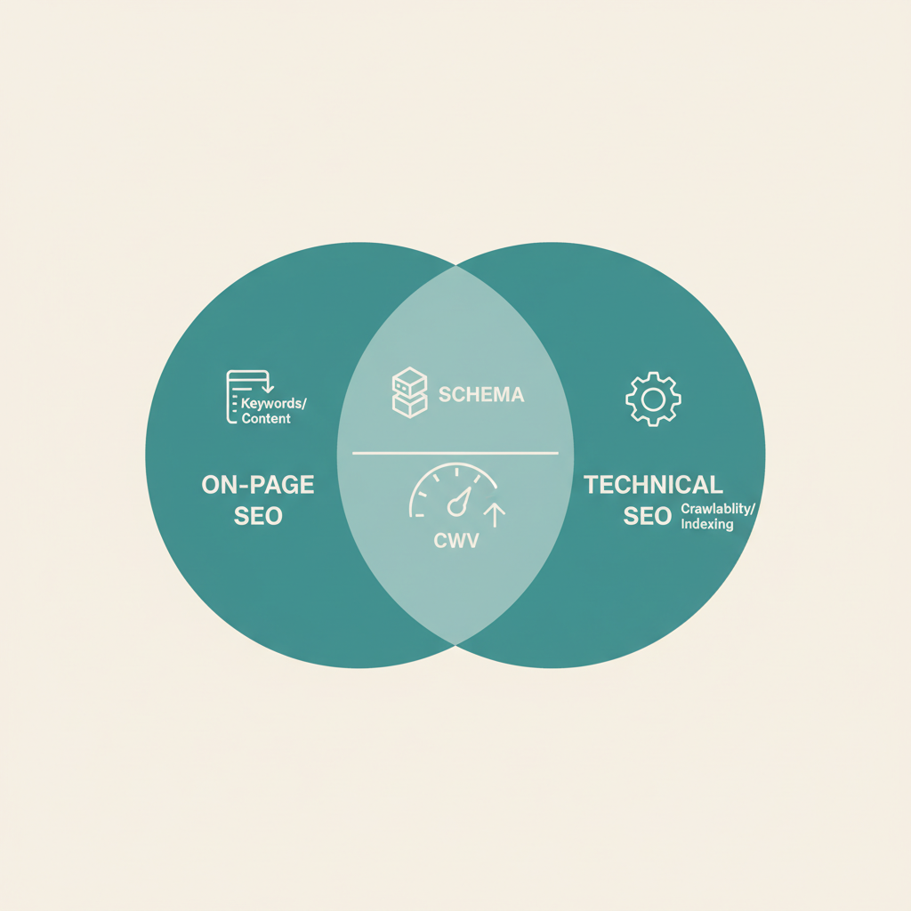 Infographic for on page vs technical seo article