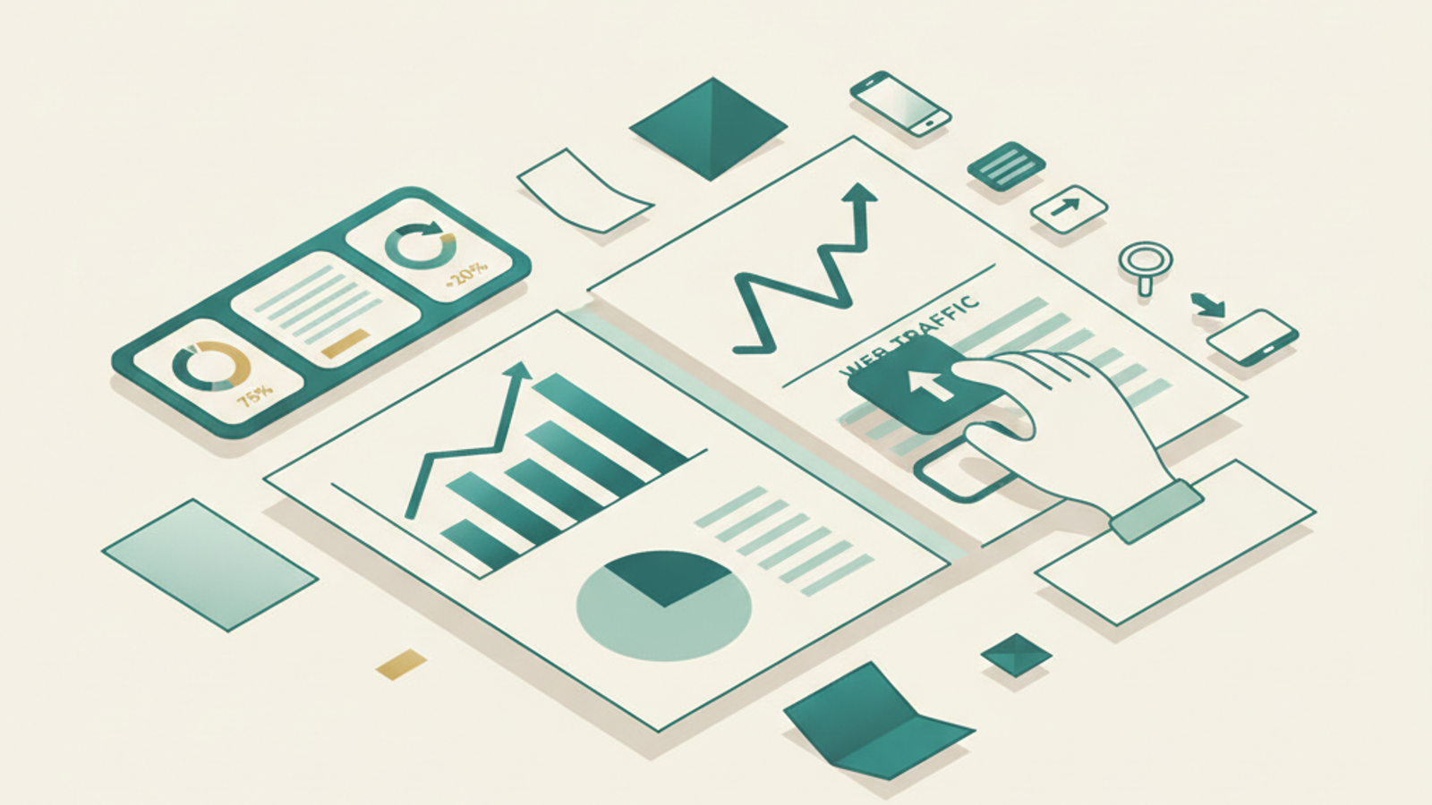 Isometric illustration for seo report article