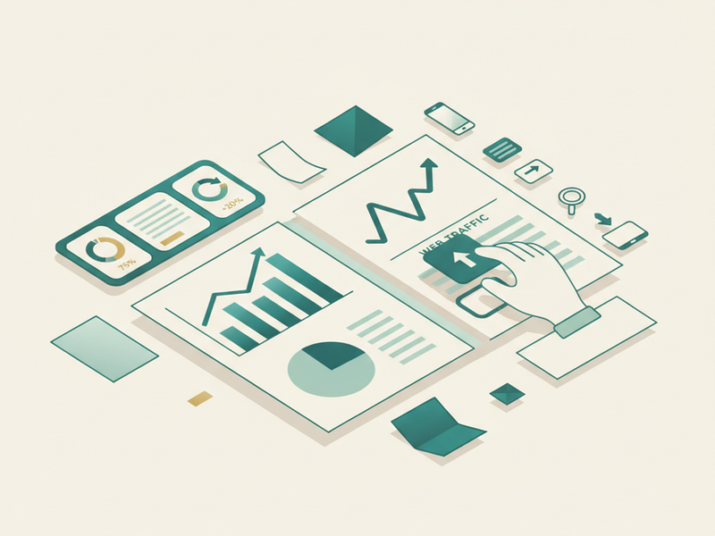 Isometric illustration for seo report article